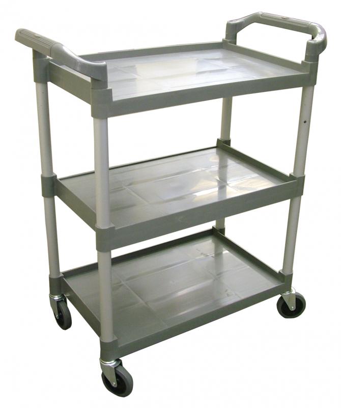 Gray Plastic Bussing Cart with 16" x 24.75" tray size